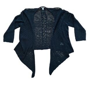 Westport Womens Open Front Cardigan Sweater
Black Open Knit Waterfall Sz Med